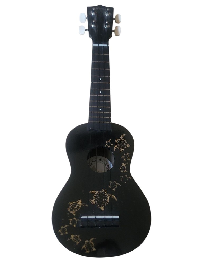 [Super Rare] Hawaii Design Ukulele Black Sea Turtle Pattern 4 Strings for