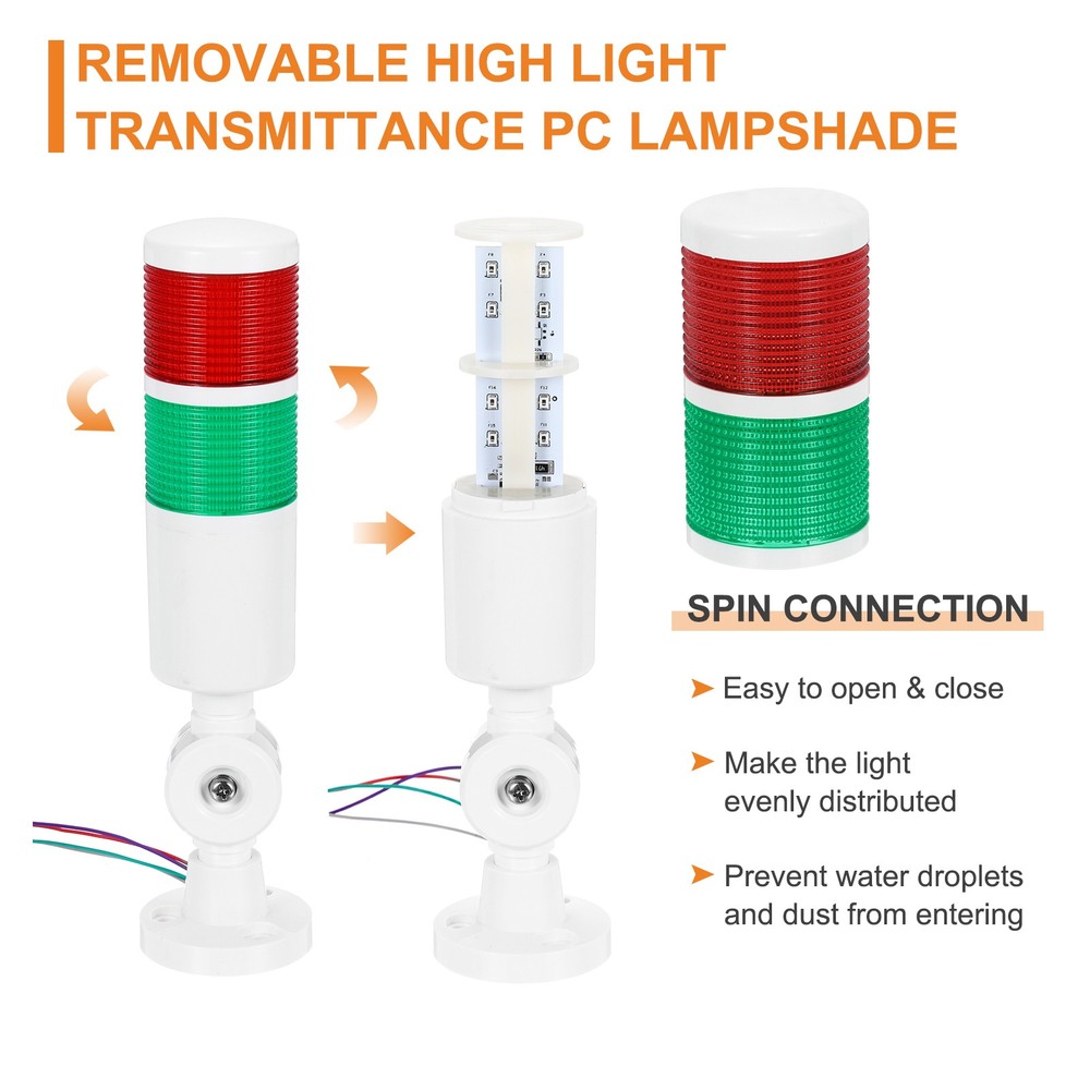 2-Layer Buzzer Signal Warning Light Tower with Steady Light, White