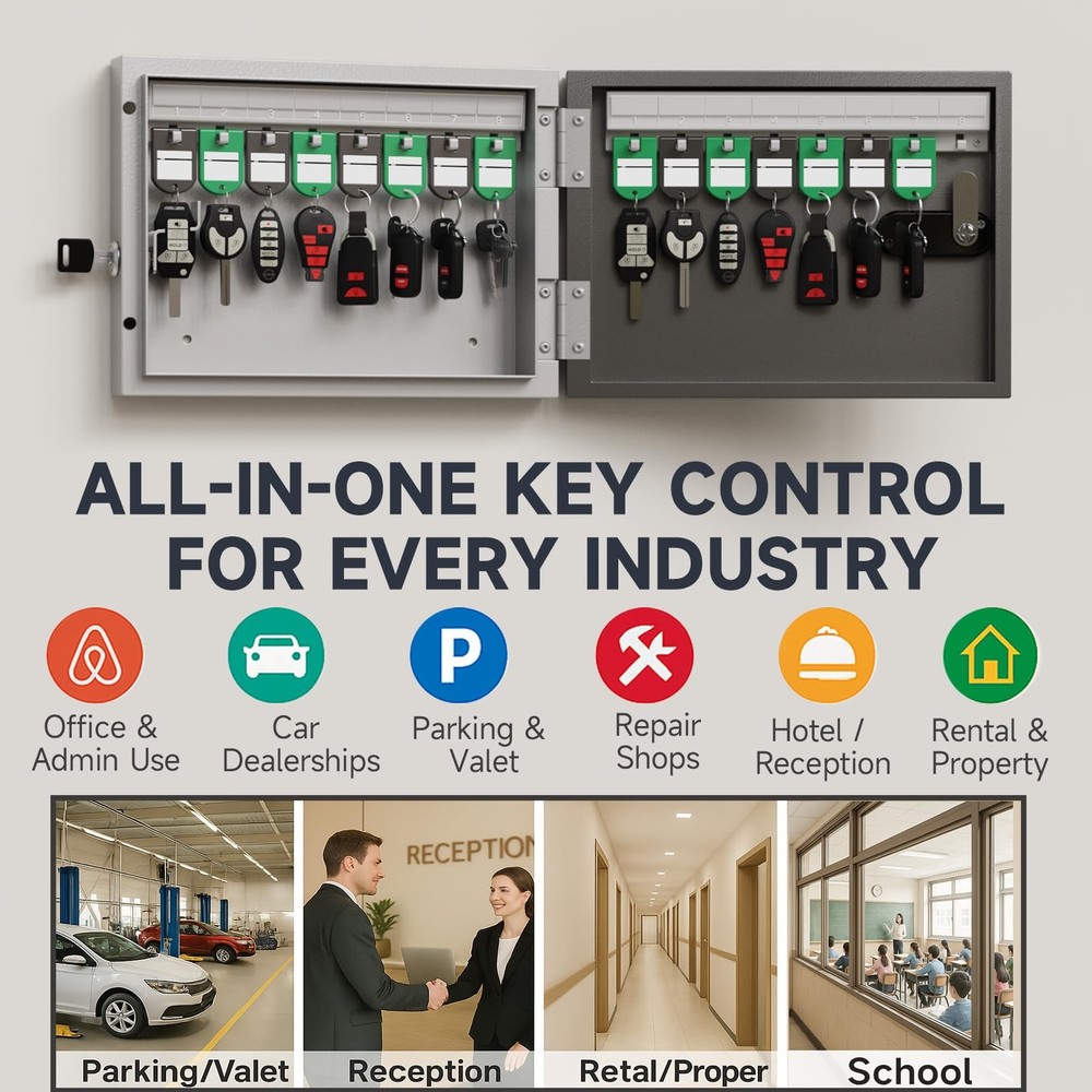 WeHere Key Lock Box, Wall Mount Cabinet With 16 16 Box (Basic), Black