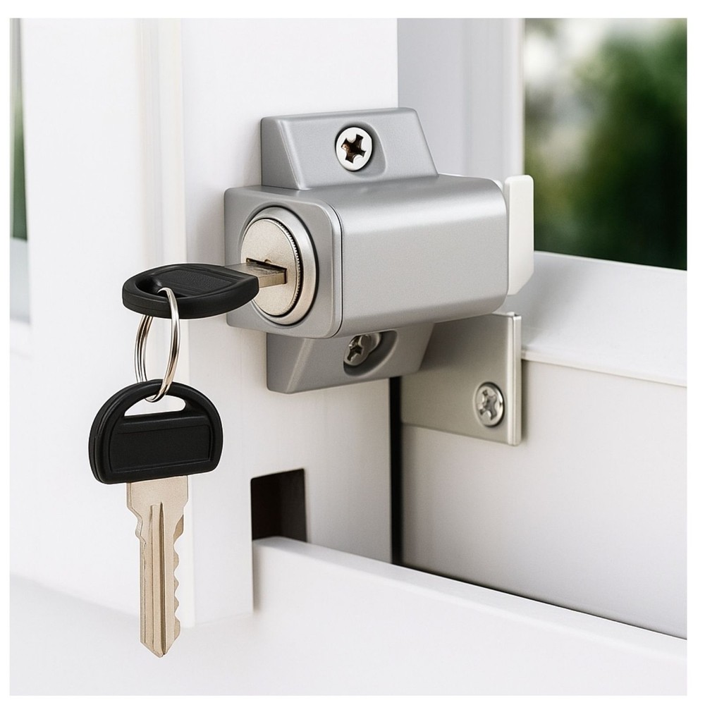 TradeBase Mini Push Lock Window | Door | Silver Grey