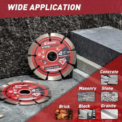 4.5" Segmented Diamond Blade for Angle Grinder - Cut Concrete, Granite, Brick (2