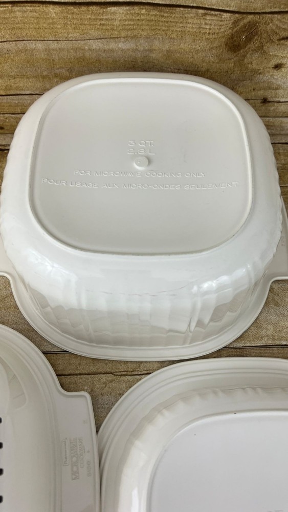 Rubbermaid Microwave Cookware 8 Piece Set Tan Space Saving Stackable Vintage