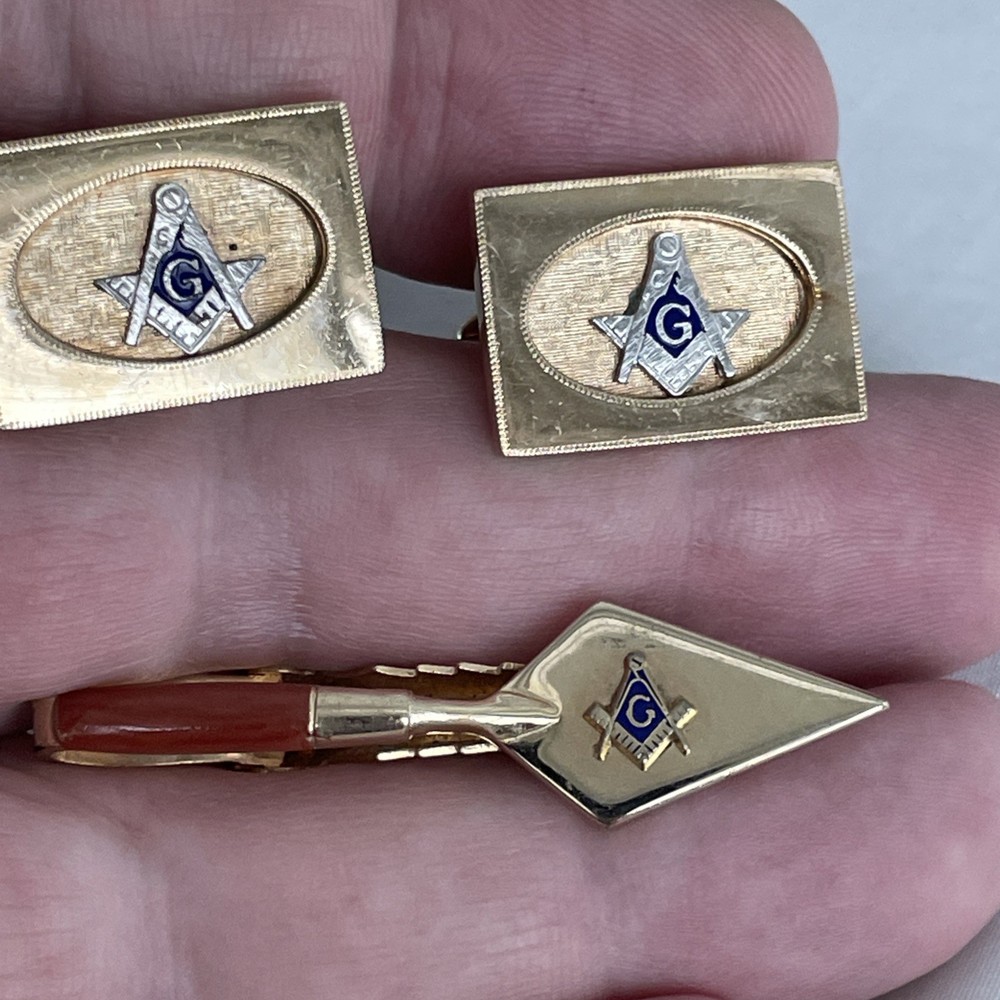Masonic Free Mason Tie Bar & Cufflinks