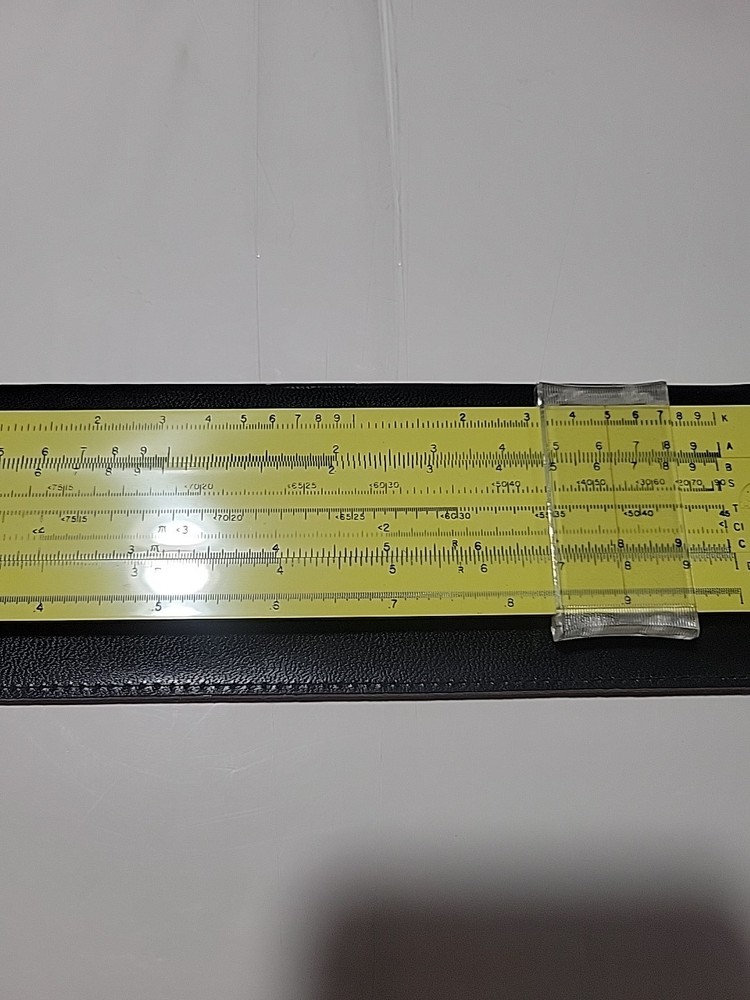 Vintage Pickett Microline 120 Yellow Slide Rule Engineering Math Tool with Case