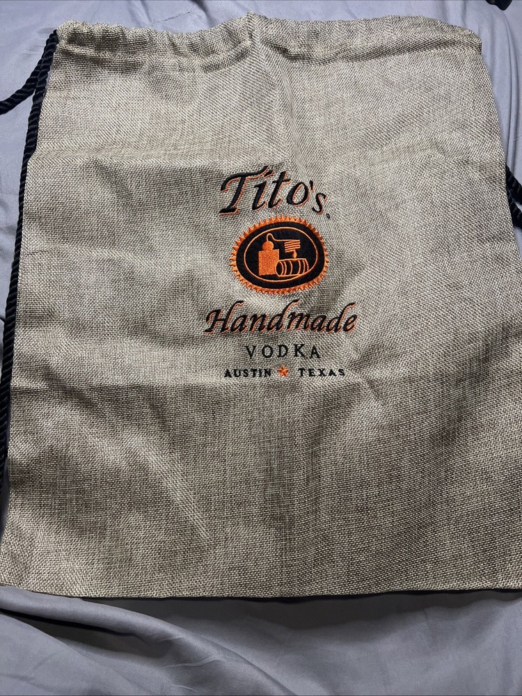 Tito's Handmade Vodka Canvas Drawstring Backpack Bag