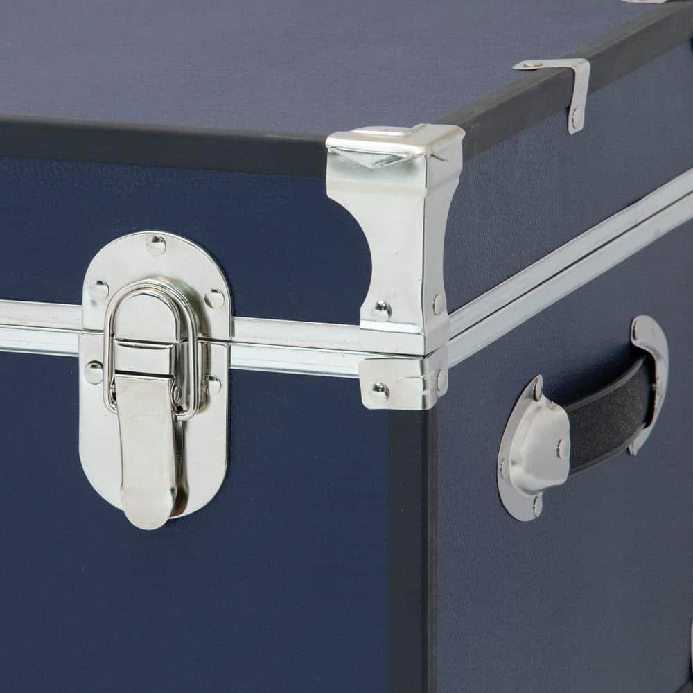 30 in. Trunk with Wheels and Lock High-Impact Binding Blue Dorm Storage Solution