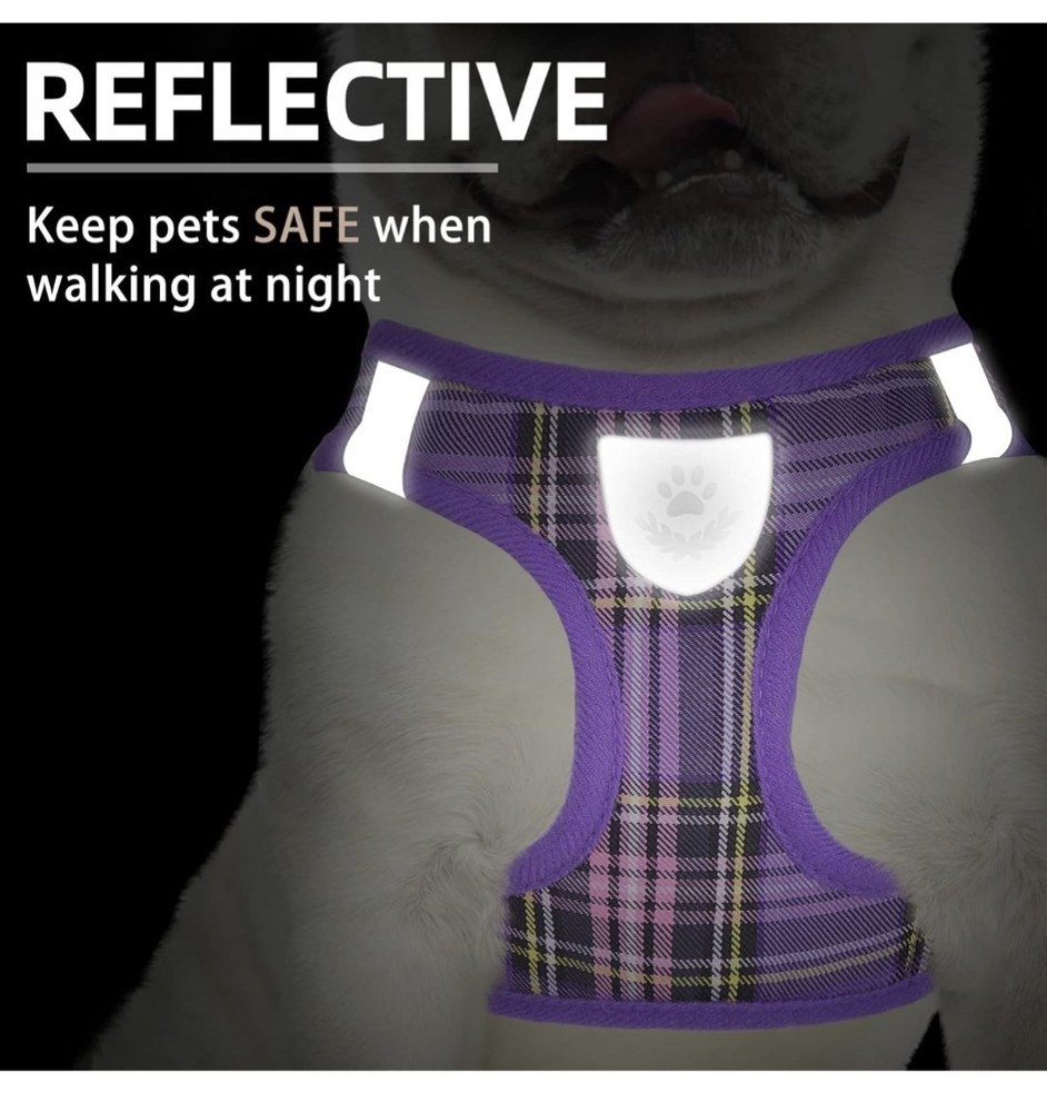 PUPTECK Adjustable Dog Medium: Chest 16"-18", Purple