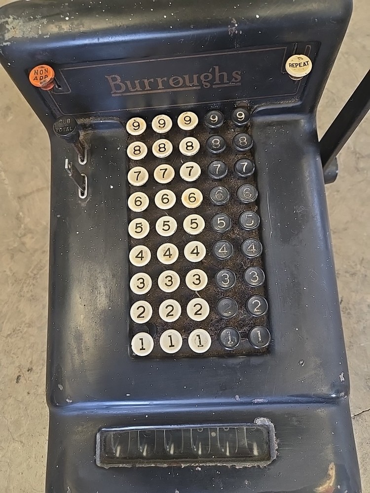 Antique Burroughs Adding Machine Black Untested