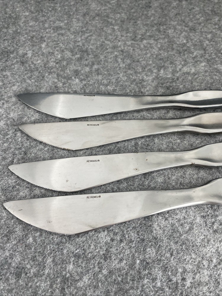 4 Retroneu 18/10 Stainless SILHOUETTE Flatware Modern Solid Knives