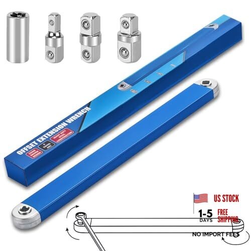 Offset Extension Wrench,15 Inch Impact Ready Socket Wrench Extender Tool Set
