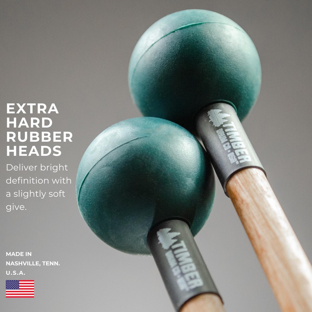 Timber Drum Co. Percussion Mallets — MADE IN U.S.A. Single Pair, Hunter Green