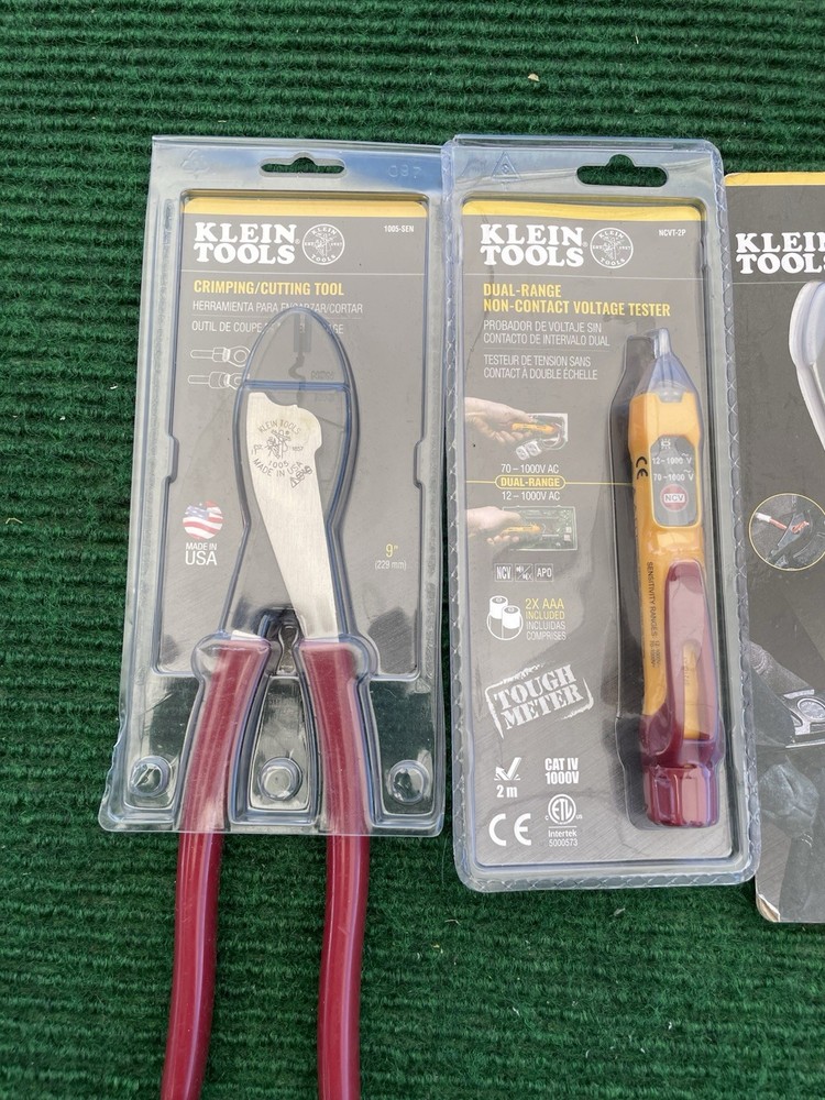 Klein Tools 3 Pack Electrical Hand Tools ( Crimping, Voltage Tester, Pocket Kni
