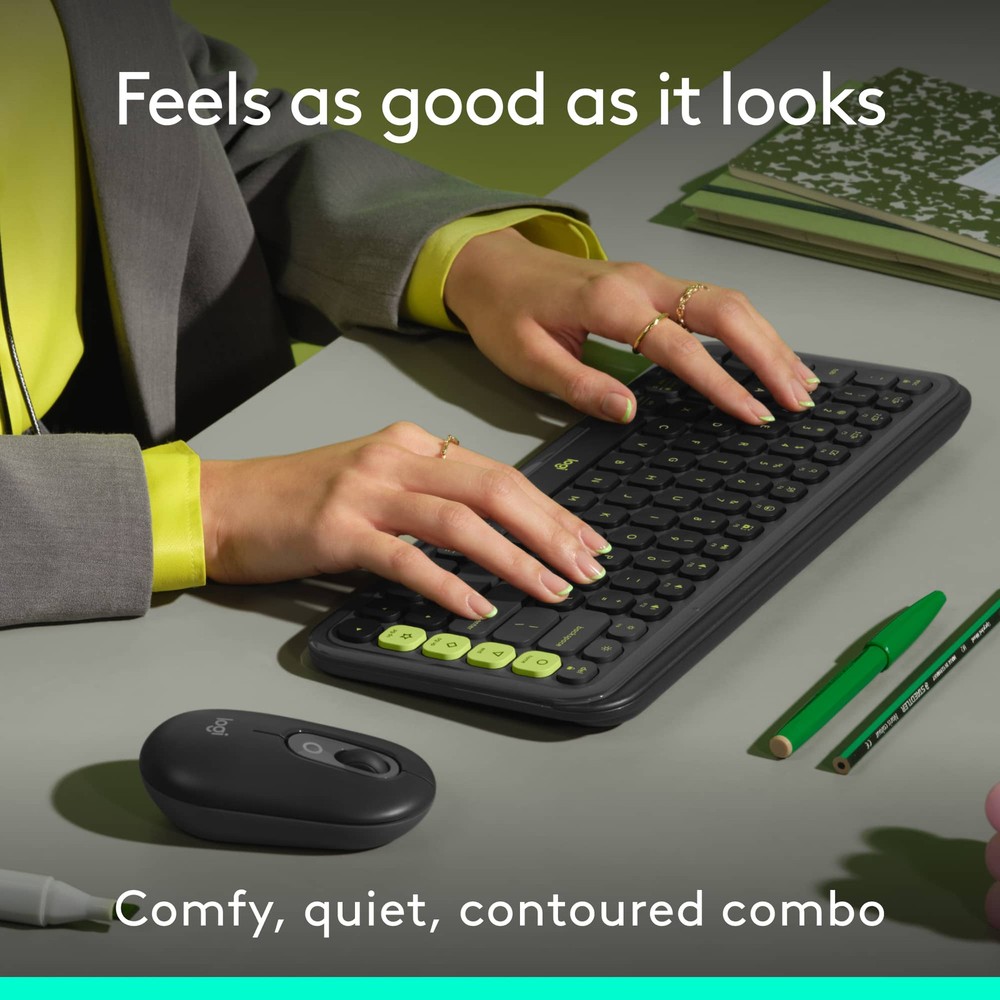 Logitech - POP ICON COMBO Compact TKL Bluetooth Keyboard and Mouse Bundle wit...