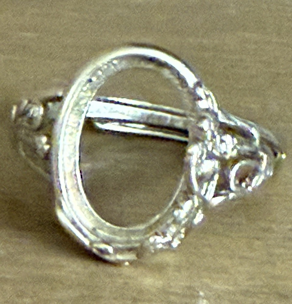 Jewelry Makers Silver Ring Blank for Oval Cabochon Setting Adjustable .925
