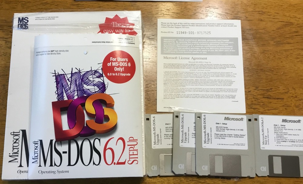 Microsoft MS-DOS 6.2 Step-UP Upgrade from MS-DOS 6.0 to 6.2