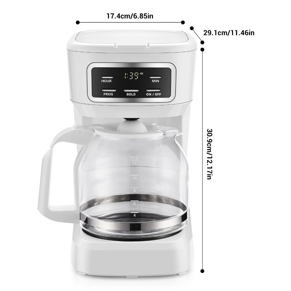 Finish 12-Cup Programmable Coffee Maker, White