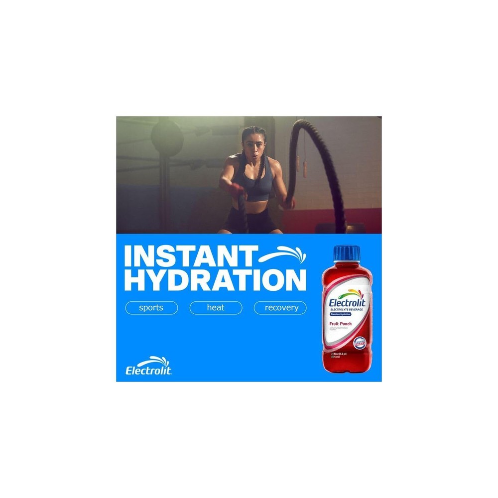 Electrolit Fruit Punch Electrolyte Drink 12 Pack Instant Hydration 21 Oz