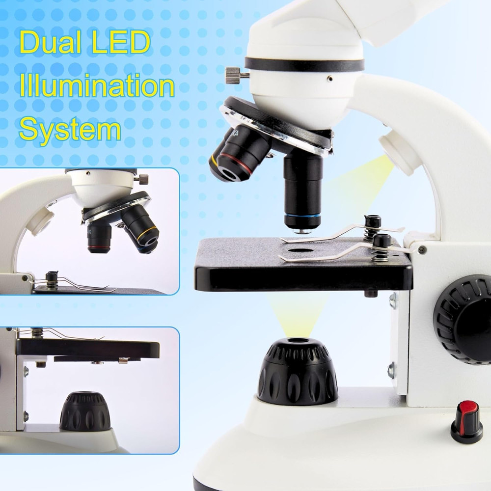 Compound Binocular Microscope for Kids Adults Students,40X-2000X,Microscope Kits