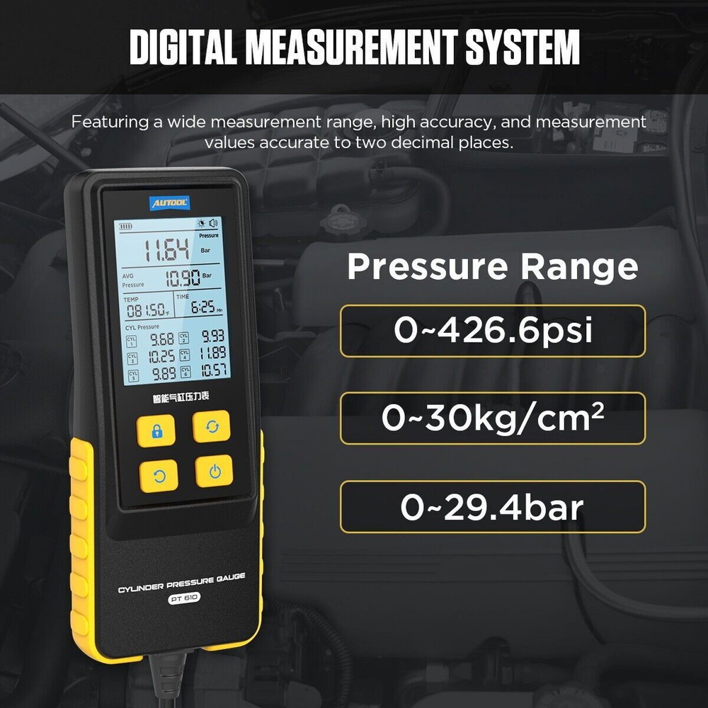 Petrol Engine Cylinder Compression Tester Kit Digital Petrol Engine Gauge 426psi