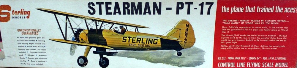 Sterling PT-17 PLAN & PATTERNS + DECALS to Build a 32" UC Scale Model Airplane