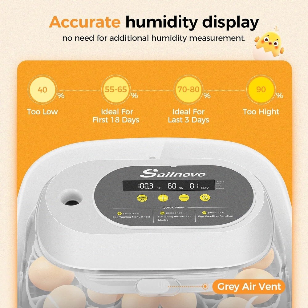 24 Egg Incubators w/ Automatic Egg Turning, Egg Candling & Humidity Display U.S✅