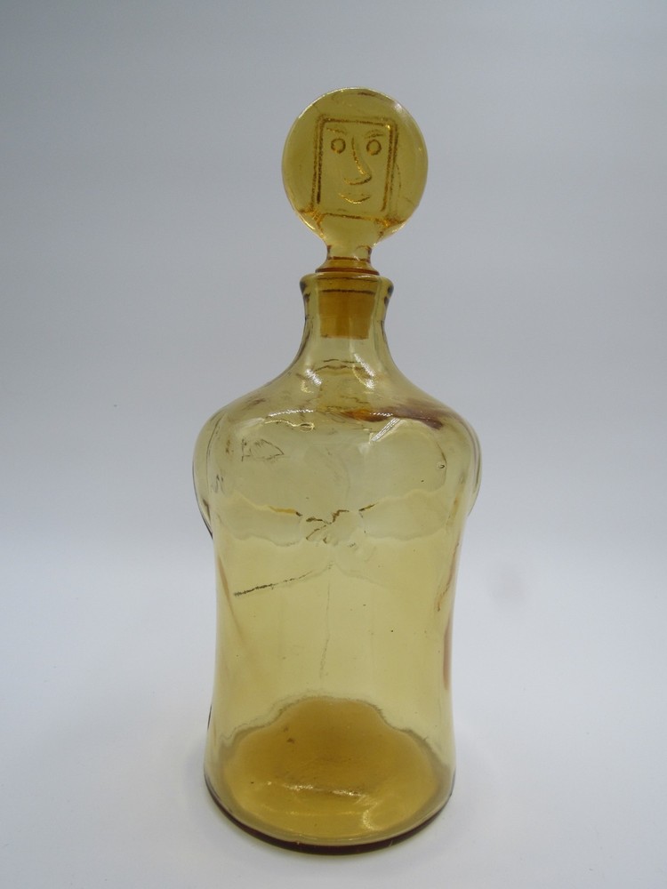 Vintage Amber Man Bottle
