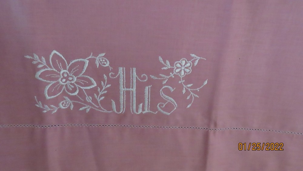 His & Hers Pink Machine Embroidered Pillow Cases (2)