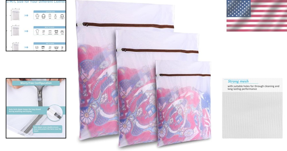 Durable Travel-Friendly Mesh Laundry Bags - Foldable, Lightweight & Protective