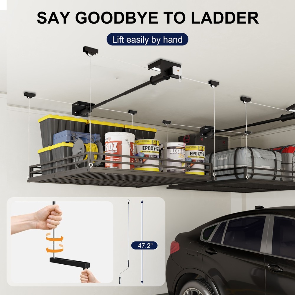LoJok Heavy-Duty 4x4 FT Overhead Garage Ceiling Storage Rack (Basic Style)