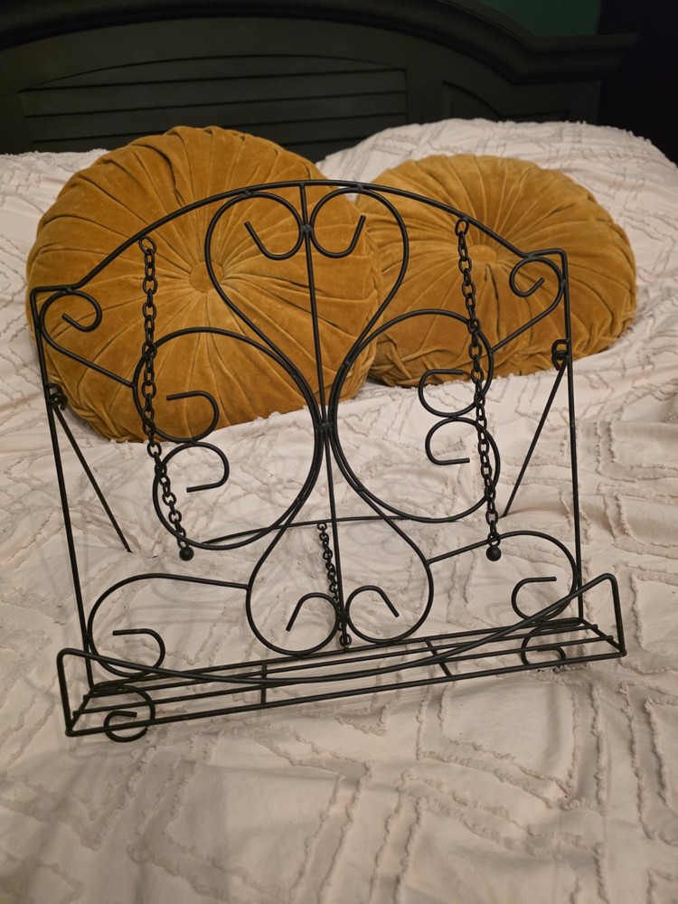 Black Cook Book Stand With Page Weights