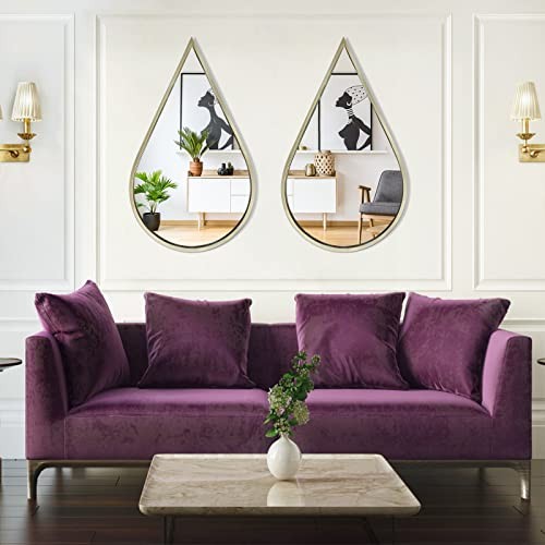 Wall Mirror Decorative Mirrors Mounted Decor Tear Drop Shape Wall-Mounted Gold