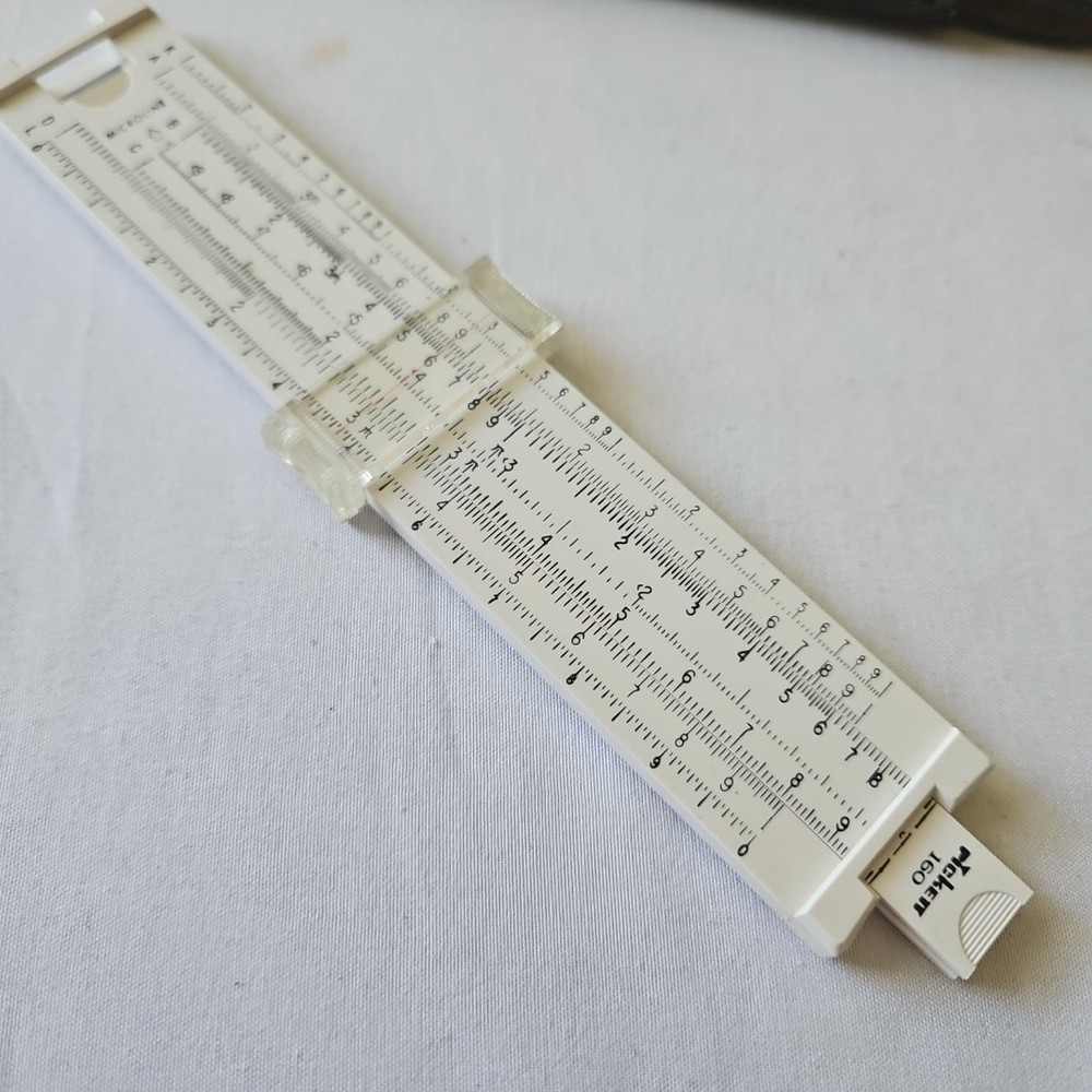 Pickett Microline Slide Ruler 160 Engineering with Black Leather Case