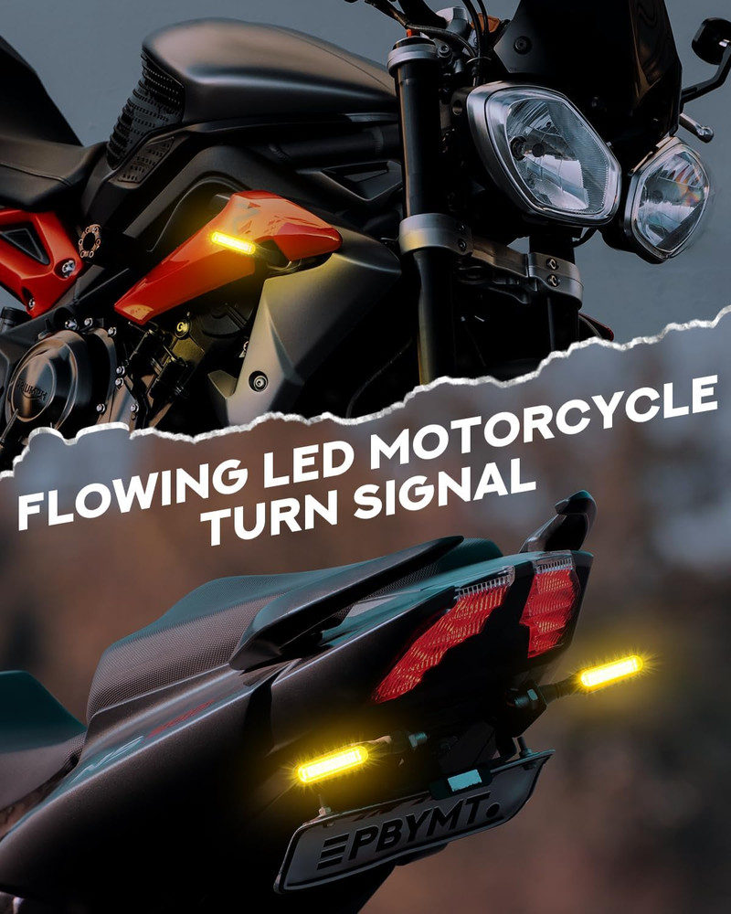 Flowing LED Motorcycle Turn Signals 12V Super Bright Universal Sequential Front