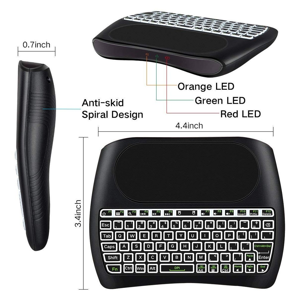 D8 Mini Wireless Keyboard with Touchpad, Colorful Backlit Small Wireless Keyb...