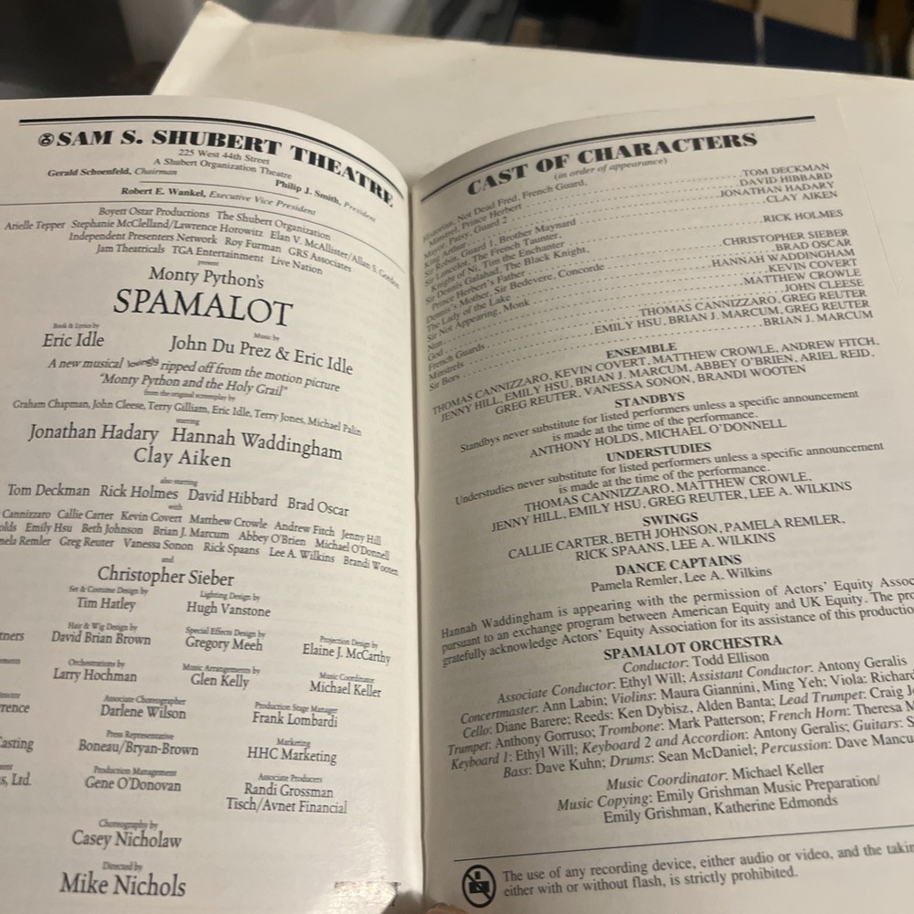 MONTY PYTHON SPAMALOT PLAYBILL 2008 BROADWAY SAM S SHUBERT THEATRE