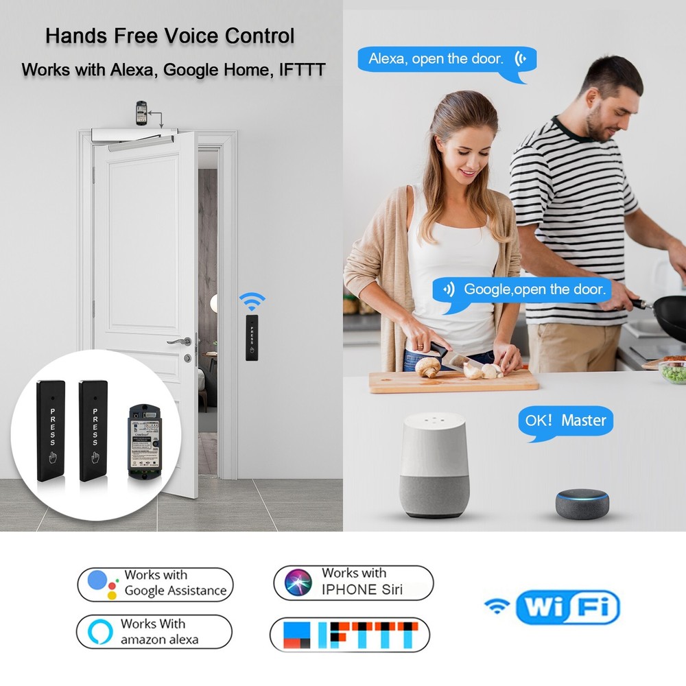 WiFi Smart&Wireless Push Buttons for Entry System, Automatic Doors Sensor Switch