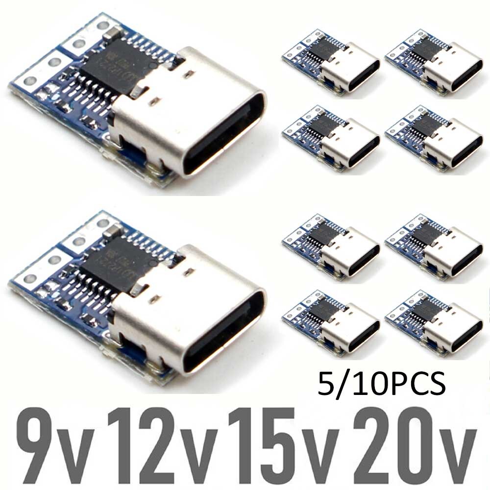 5/10PCS USB-C PD Type-C DC Fixed Voltage Power Trigger Module 9/12/15/20V Female