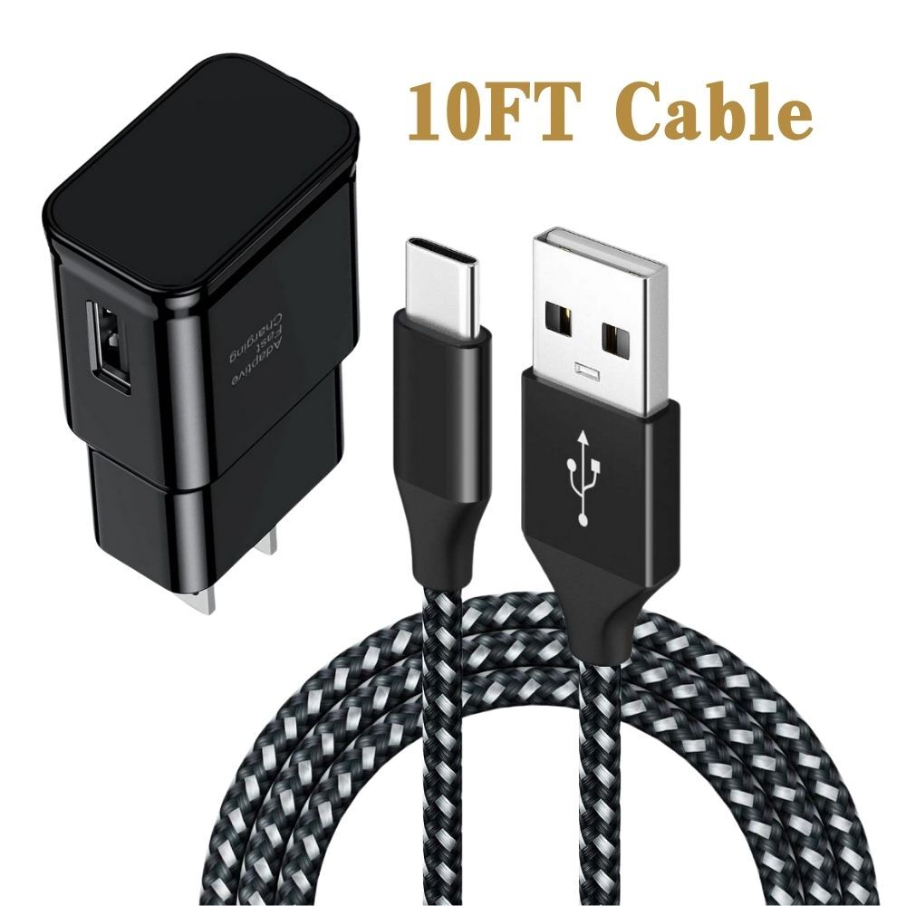 USB Adaptive Fast Charging For Samsung Galaxy Wall Adapter 10FT USB Type C Cable