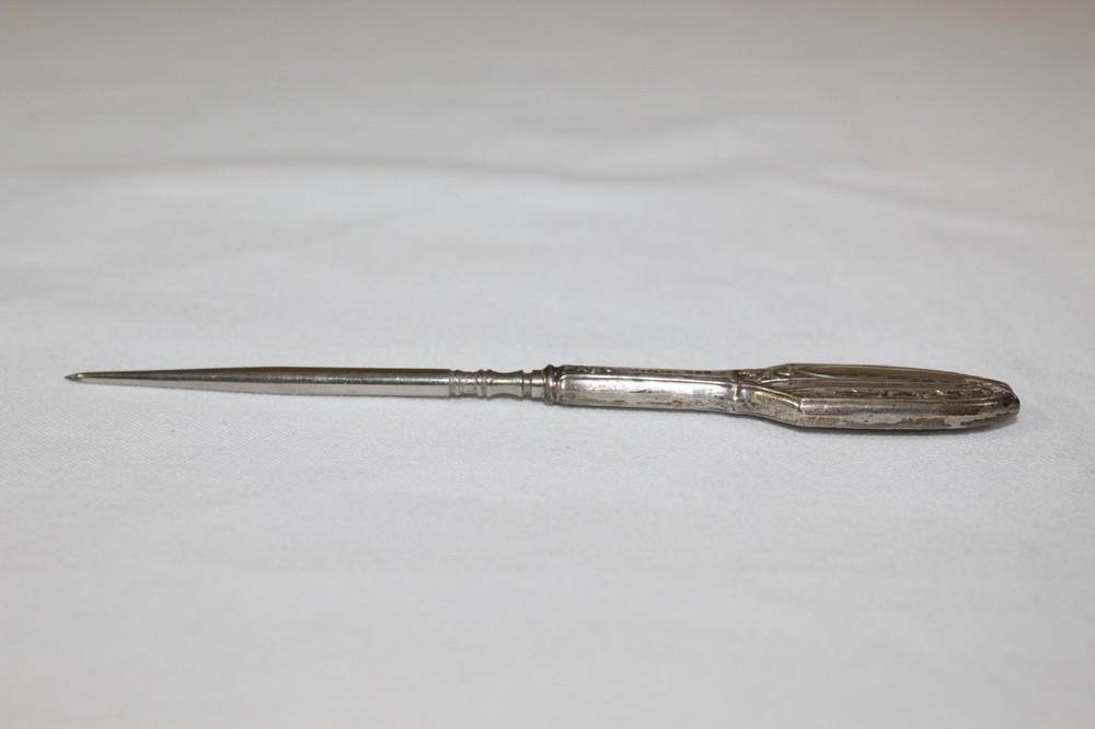 Antique Victorian H&H Button Hook Tool Sterling Silver Handle Steel Point 5.5"