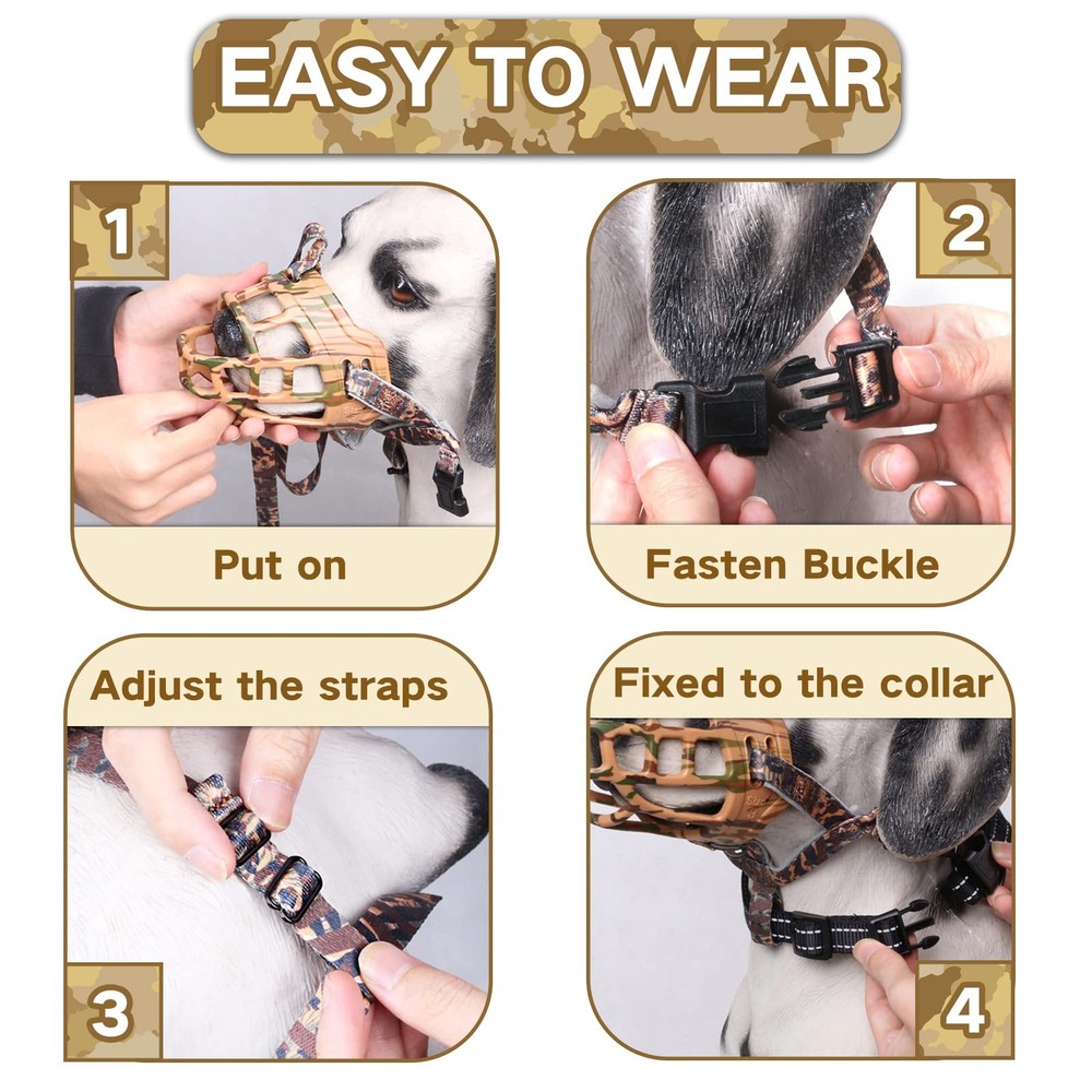 Basket Dog Muzzle for Prevent Biting – Breathable & Adjustable Muzzles for La...