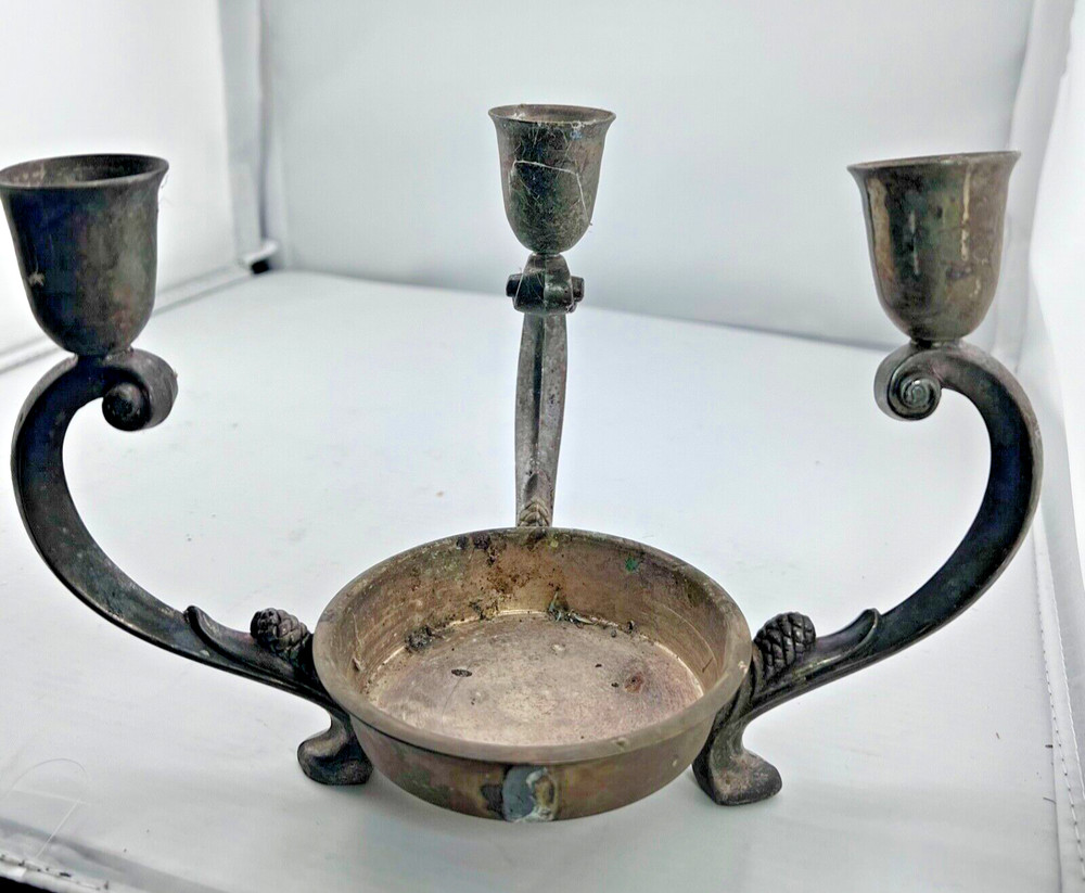 Towle Silverplate Candle Holder Missing One Holder Size Width: 8” Height: 5”