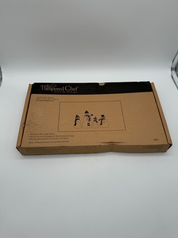 Pampered Chef Snowman Rectangular Platter #2821 New In Box
