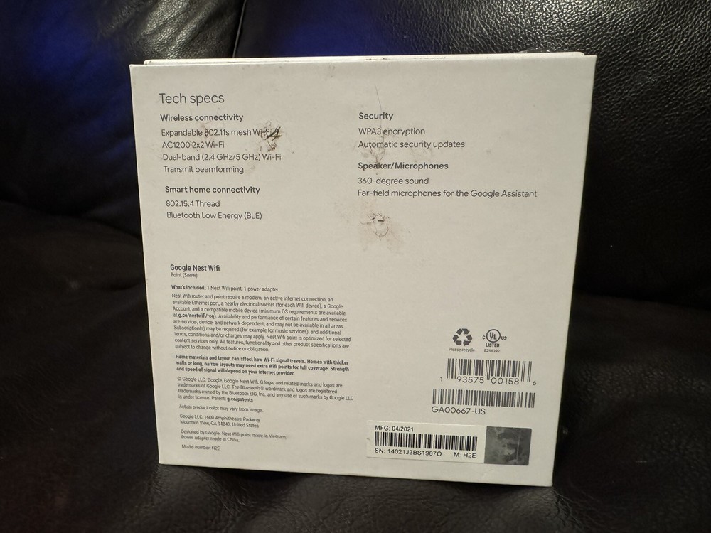 Google Nest WIFI Router Model H2E - NICE!!! - SHIPS FREE!!!