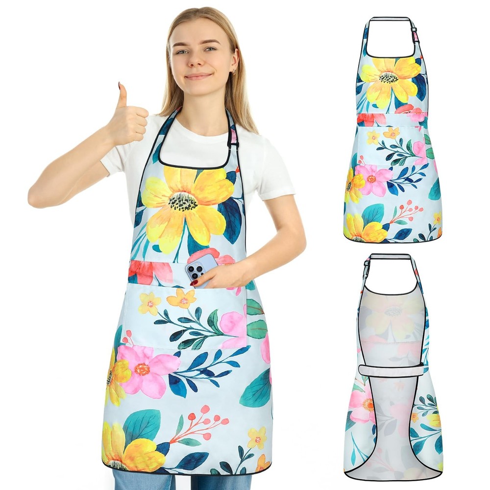 Aprons for Cooking, Adjustable Chef Apron with 2 Pockets, Kitchen Apron for B...