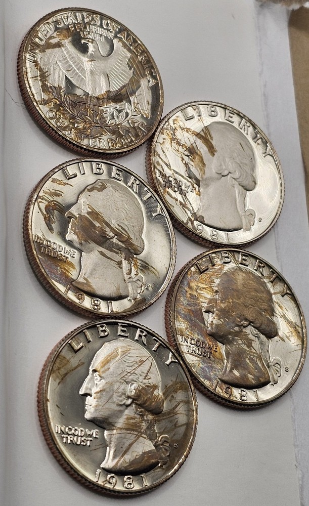 (5)-[FIVE]-UNIQUE 1981 S Type 2 Washington Quarter Proof 25 cent US Coin