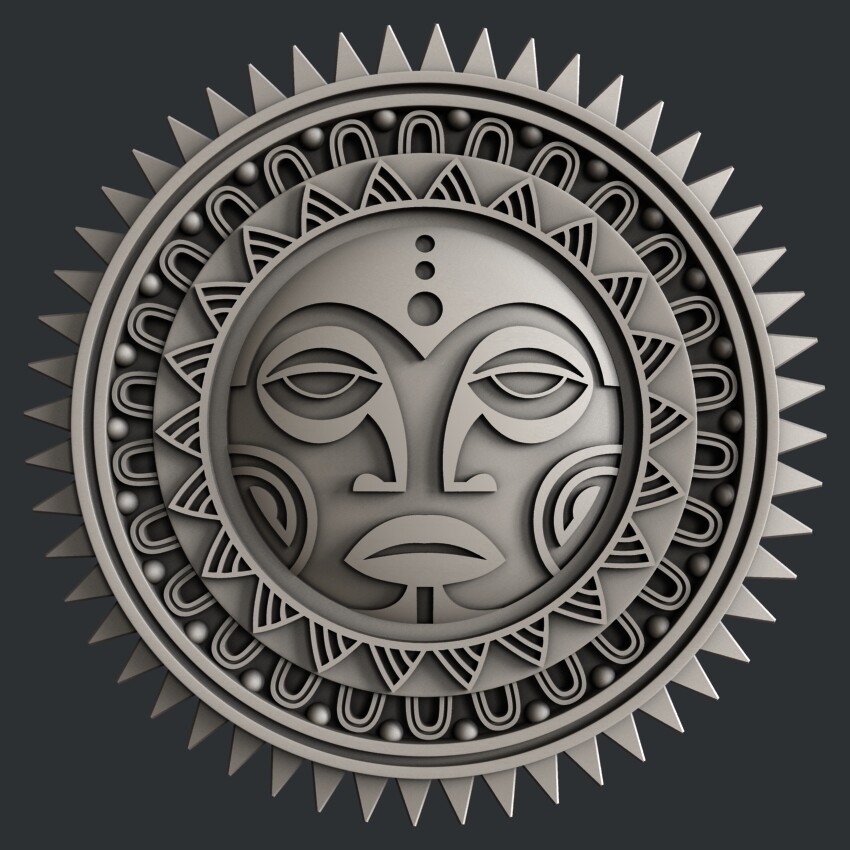 3d STL models for CNC, Artcam, Aspire, polynesia sun