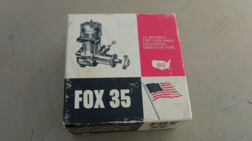 1970 FOX 35 CHROME FINISH STUNT Model Airplane Engine with Box & Instructions