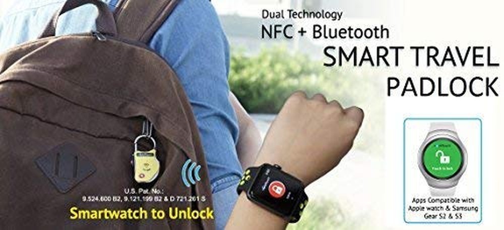 eGeeTouch Smart Travel Padlock with Patented Dual Access Technologies (NFC + ...