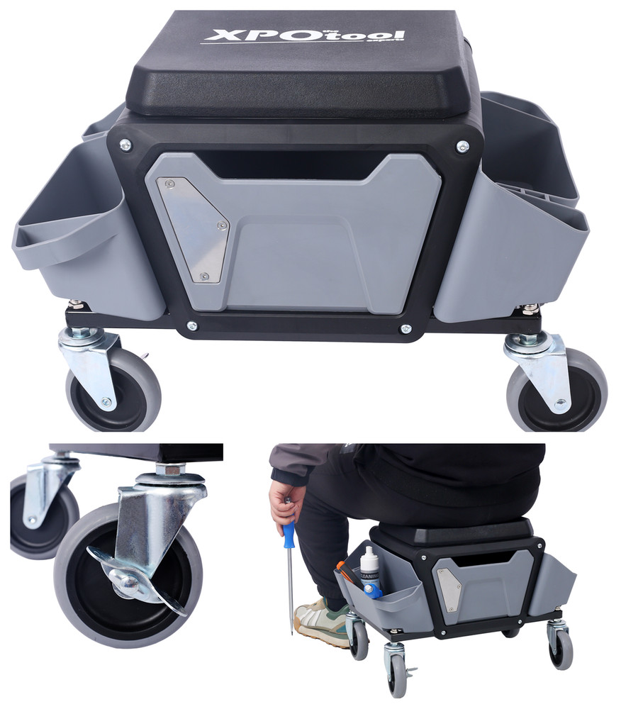 Garage Stool with Wheels Rolling Creeper with Soft Rubber Cushion Seating