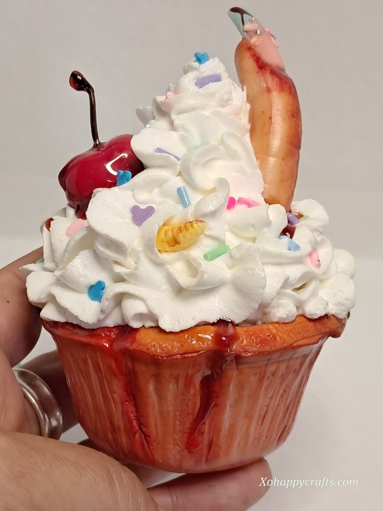 Severed Finger Cupcake (Sinful) –Handmade Horror Bakery Display Piece”